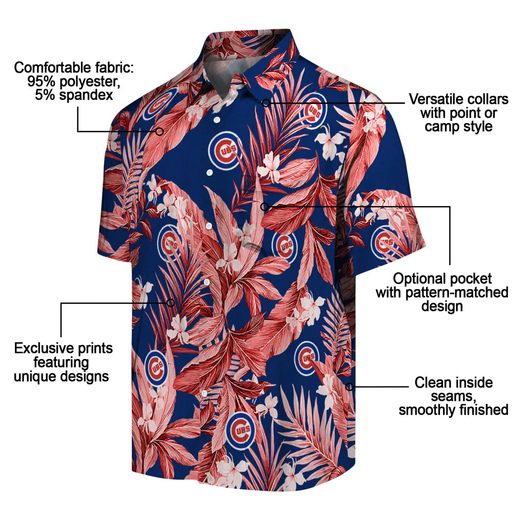 Chicago Cubs Hawaiian Shirt - Palm Leaves | Moonbestprint