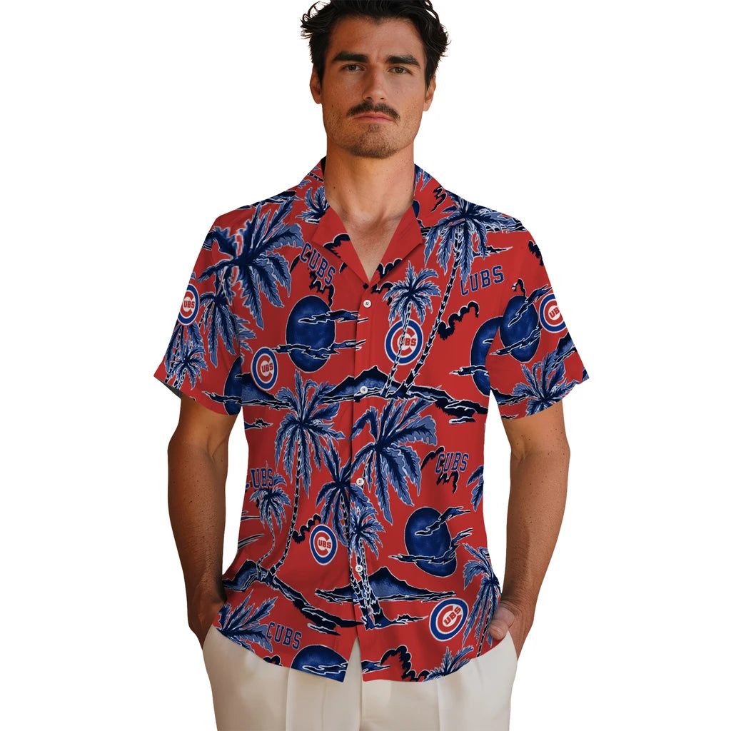 Chicago Cubs Hawaiian Shirt - Palm Sunset | Moonbestprint