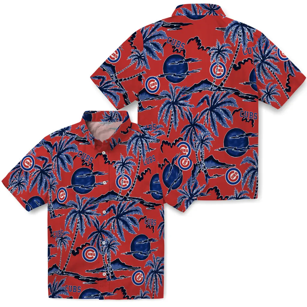 Chicago Cubs Hawaiian Shirt - Palm Sunset | Moonbestprint