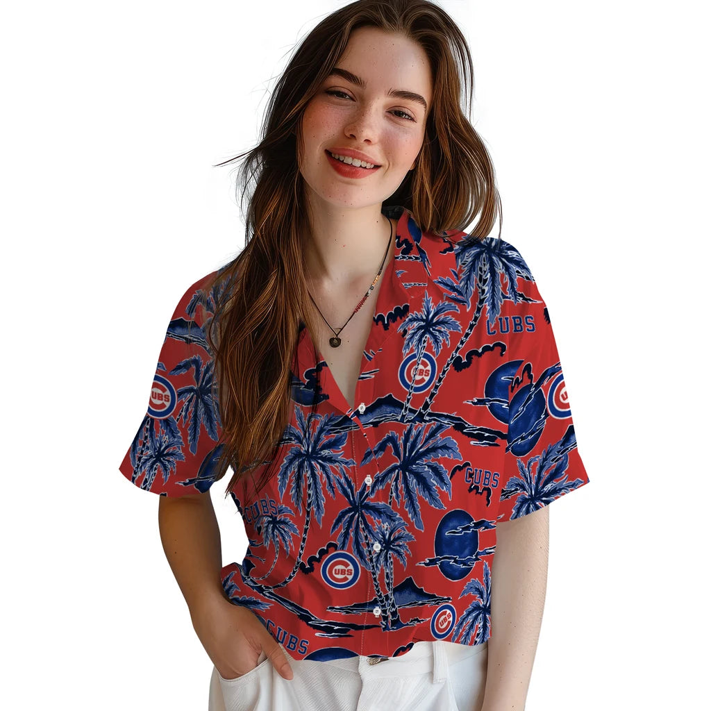 Chicago Cubs Hawaiian Shirt - Palm Sunset | Moonbestprint