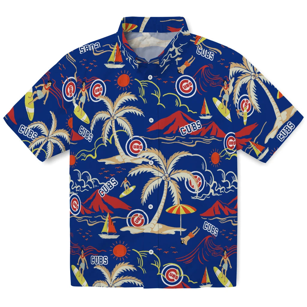 Chicago Cubs Hawaiian Shirt - Palm Tree Island | Moonbestprint