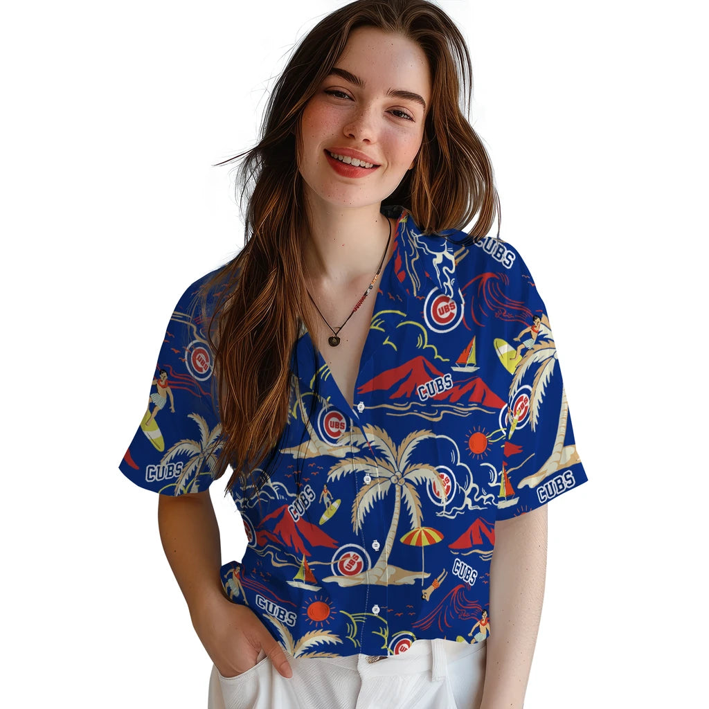 Chicago Cubs Hawaiian Shirt - Palm Tree Island | Moonbestprint