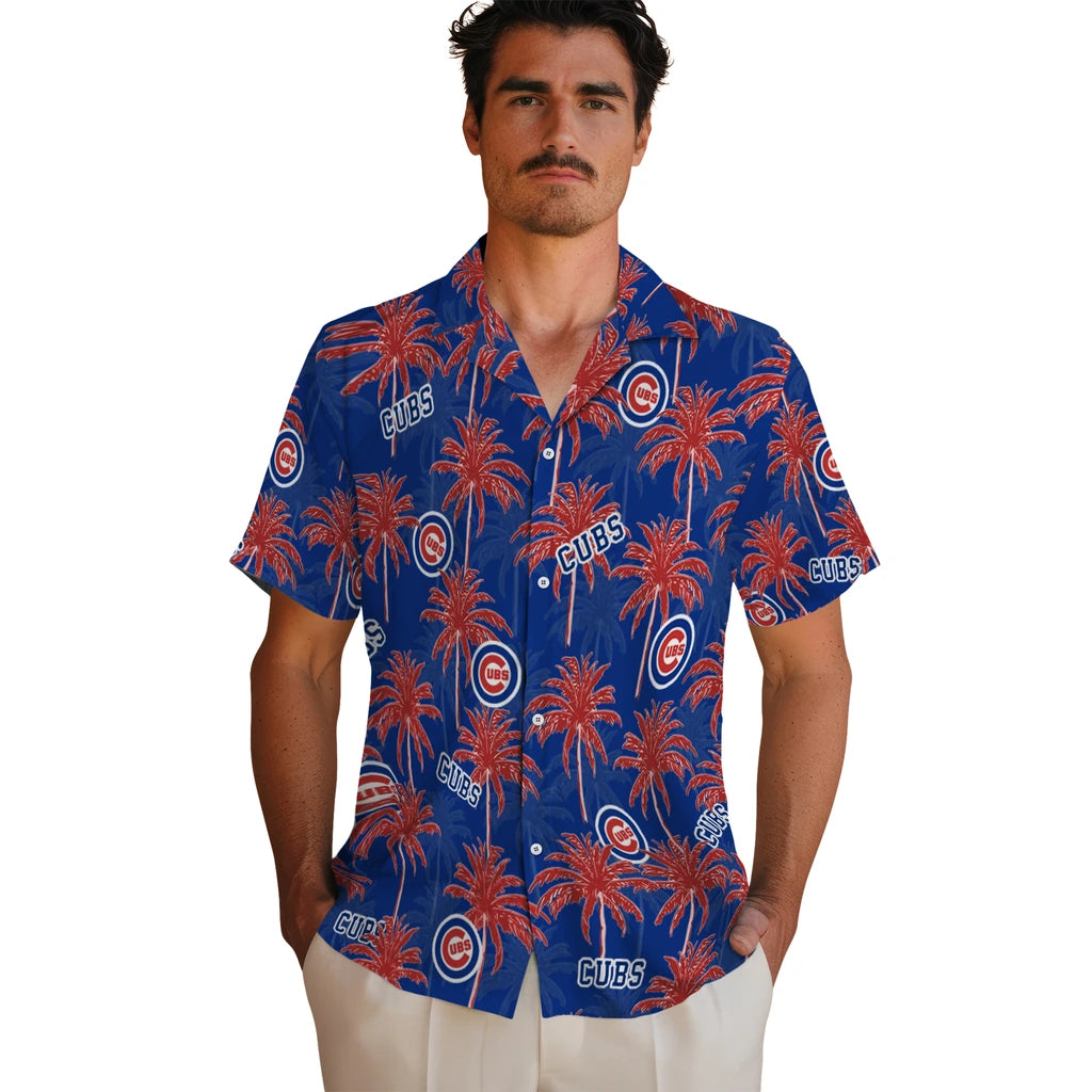 Chicago Cubs Hawaiian Shirt - Palm Tree Motif | Moonbestprint