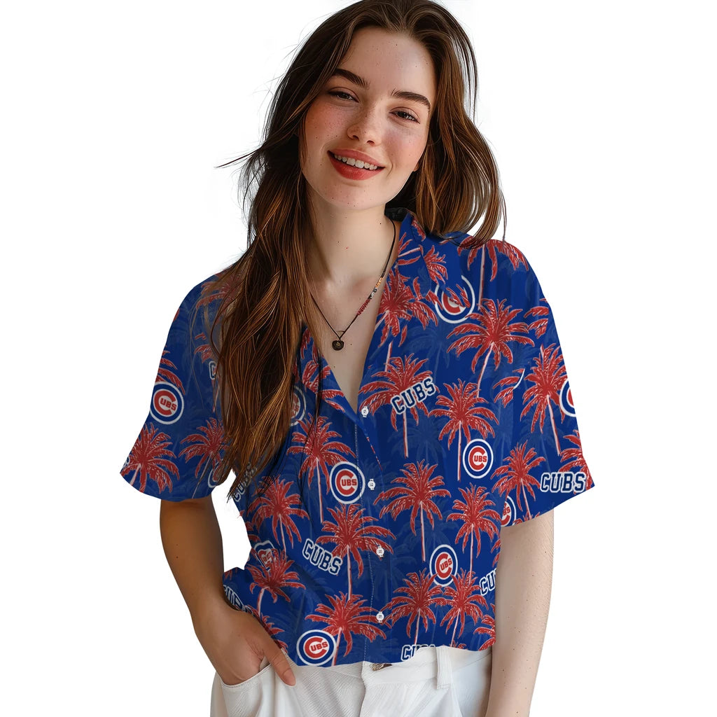 Chicago Cubs Hawaiian Shirt - Palm Tree Motif | Moonbestprint