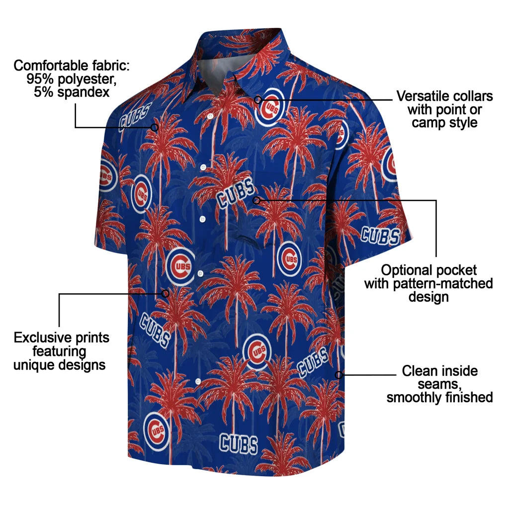 Chicago Cubs Hawaiian Shirt - Palm Tree Motif | Moonbestprint