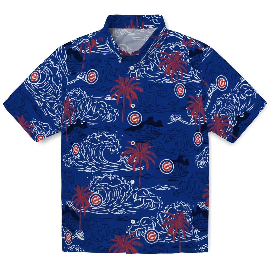 Chicago Cubs Hawaiian Shirt - Wave Palm | Moonbestprint