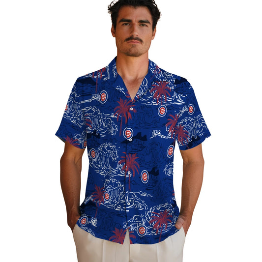 Chicago Cubs Hawaiian Shirt - Wave Palm | Moonbestprint