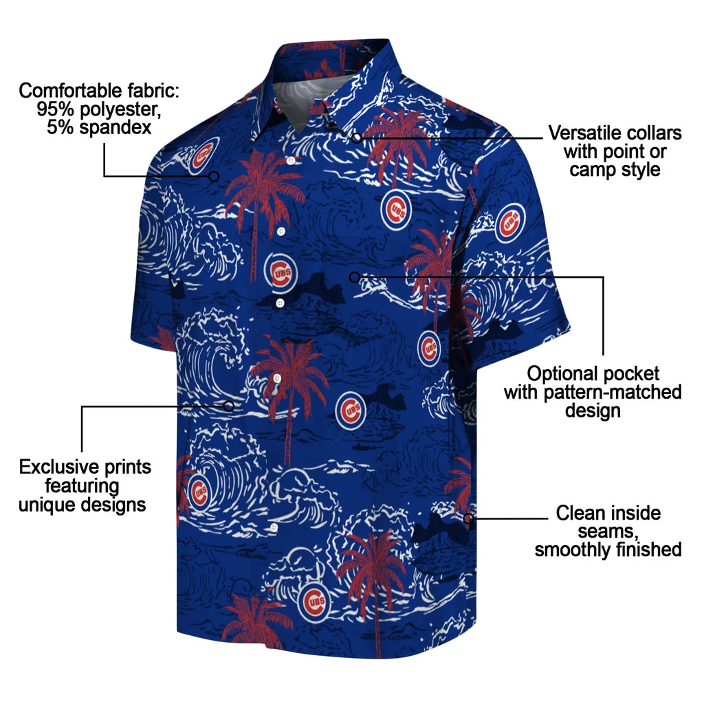 Chicago Cubs Hawaiian Shirt - Wave Palm | Moonbestprint