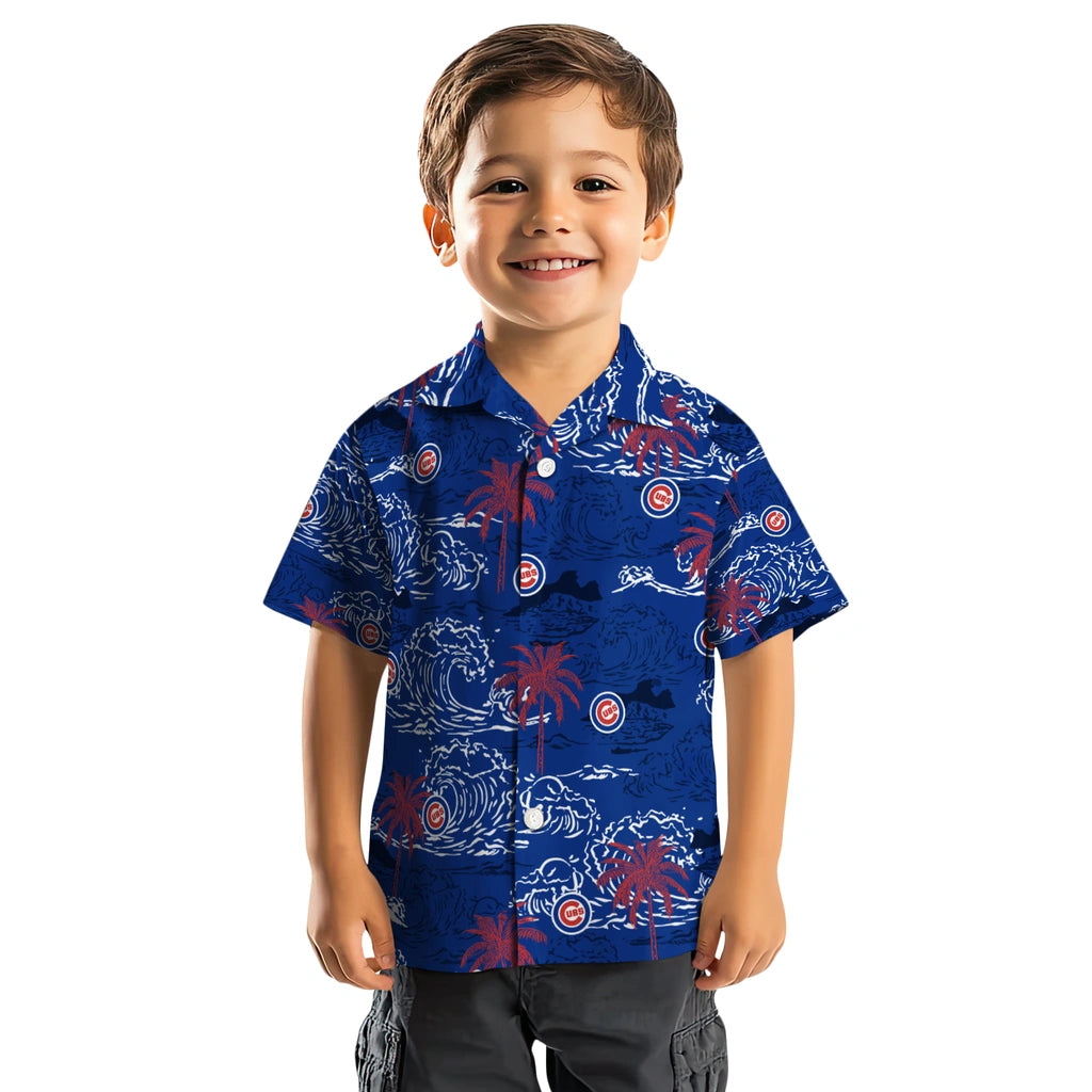 Chicago Cubs Hawaiian Shirt - Wave Palm | Moonbestprint