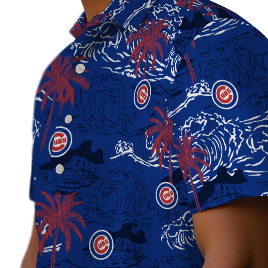 Chicago Cubs Hawaiian Shirt - Wave Palm | Moonbestprint
