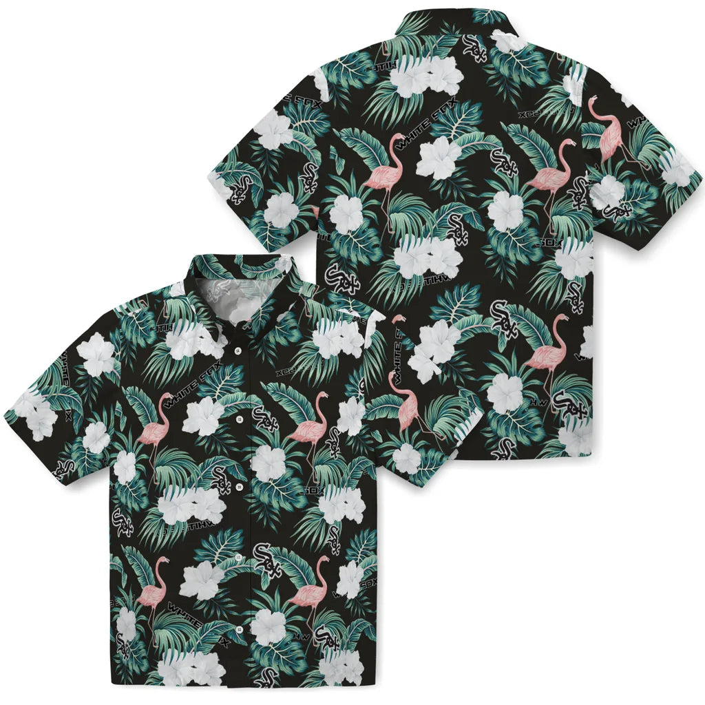 Chicago White Sox Hawaiian Shirt - Flamingo and Hibiscus | Moonbestprint