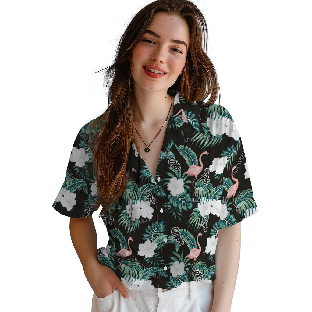 Chicago White Sox Hawaiian Shirt - Flamingo and Hibiscus | Moonbestprint