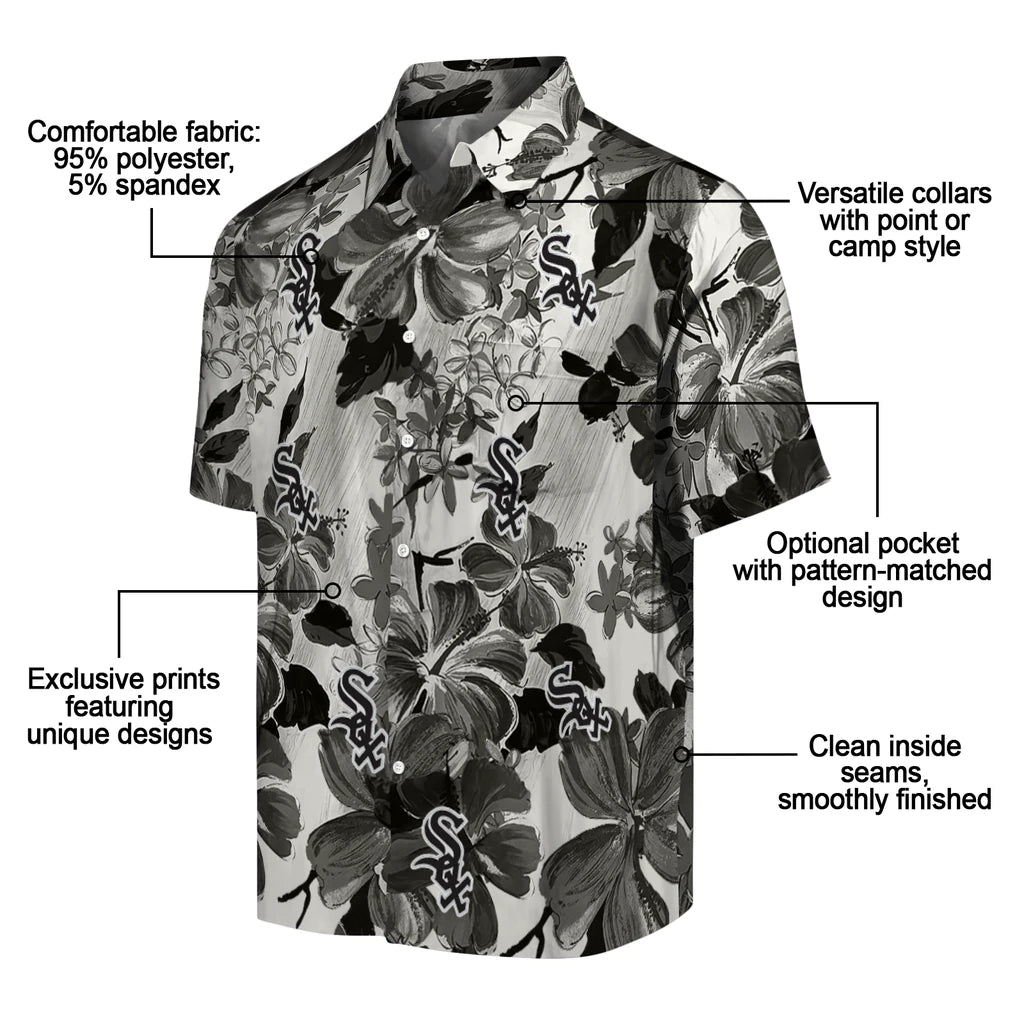 Chicago White Sox Hawaiian Shirt - Hibiscus Arrangement | Moonbestprint