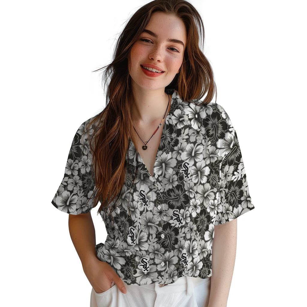 Chicago White Sox Hawaiian Shirt - Hibiscus Blooms | Moonbestprint