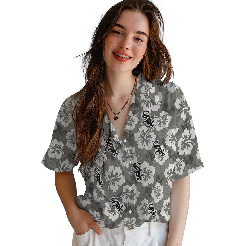 Chicago White Sox Hawaiian Shirt - Hibiscus Cluster | Moonbestprint