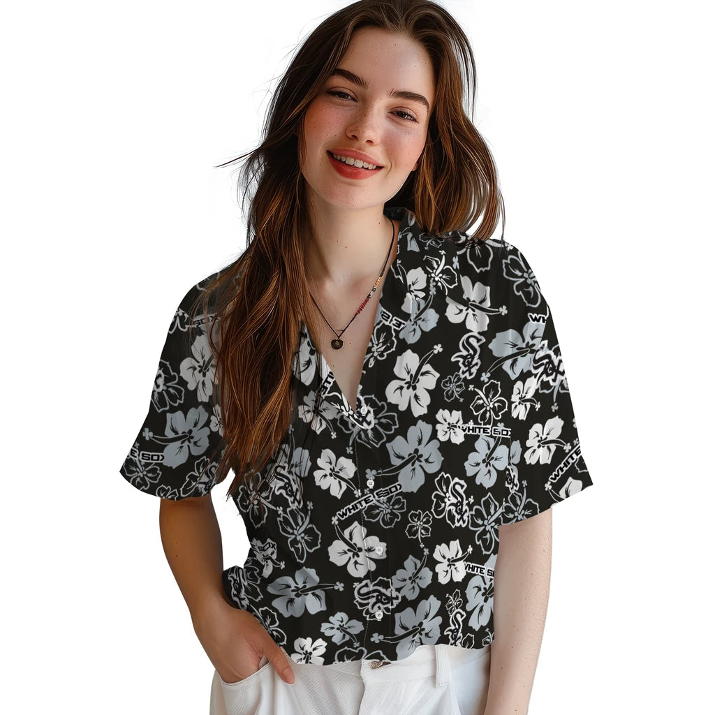 Chicago White Sox Hawaiian Shirt - Hibiscus Flower Design | Moonbestprint