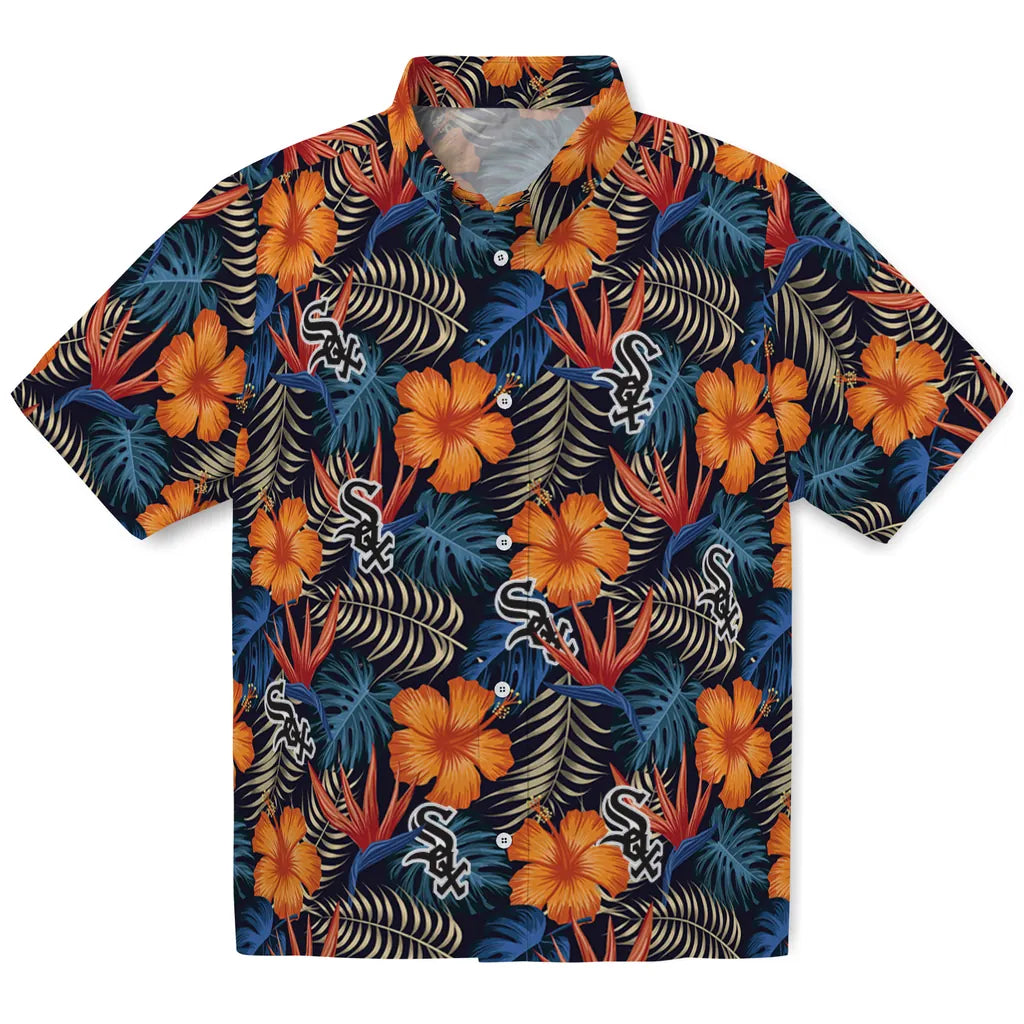 Chicago White Sox Hawaiian Shirt - Hibiscus Foliage | Moonbestprint