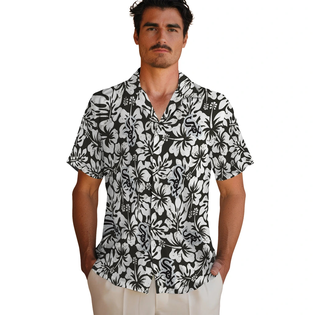 Chicago White Sox Hawaiian Shirt - Hibiscus Motif | Moonbestprint