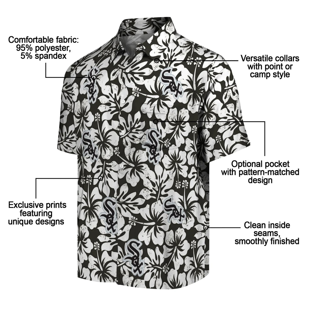 Chicago White Sox Hawaiian Shirt - Hibiscus Motif | Moonbestprint