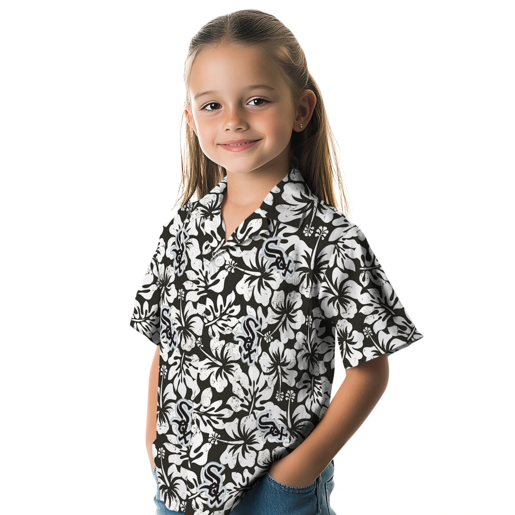 Chicago White Sox Hawaiian Shirt - Hibiscus Motif | Moonbestprint