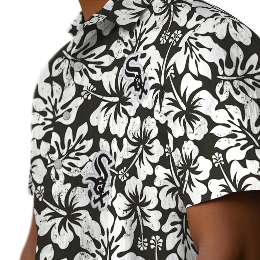 Chicago White Sox Hawaiian Shirt - Hibiscus Motif | Moonbestprint