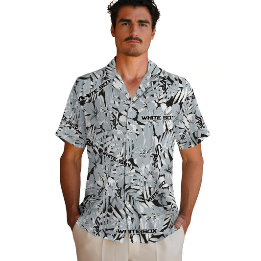 Chicago White Sox Hawaiian Shirt - Hibiscus Overlay | Moonbestprint