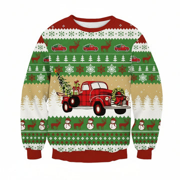 Christmas Red Truck Print Ugly Unisex 3D Sweater ? Usalast