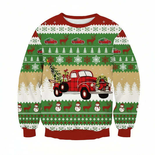 Christmas Red Truck Print Ugly Unisex 3D Sweater ? Usalast