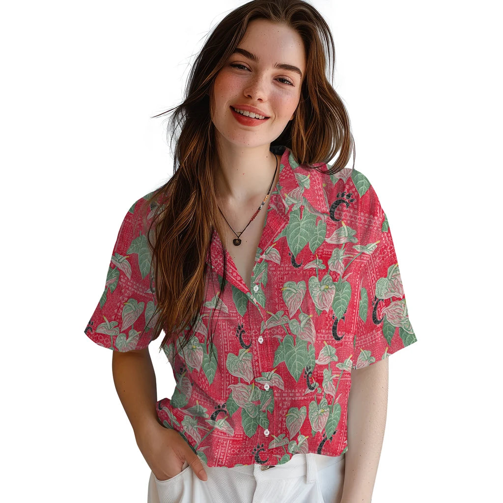 Cincinnati Bearcats Hawaiian Shirt - Anthurium Overlay | Moonbestprint