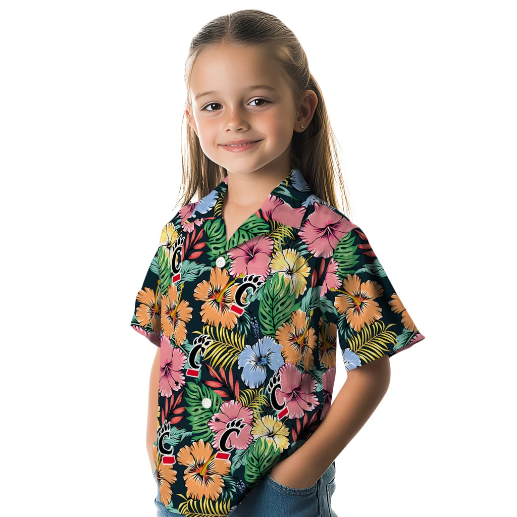 Cincinnati Bearcats Hawaiian Shirt - Brilliant Hibiscus Garden | Moonbestprint
