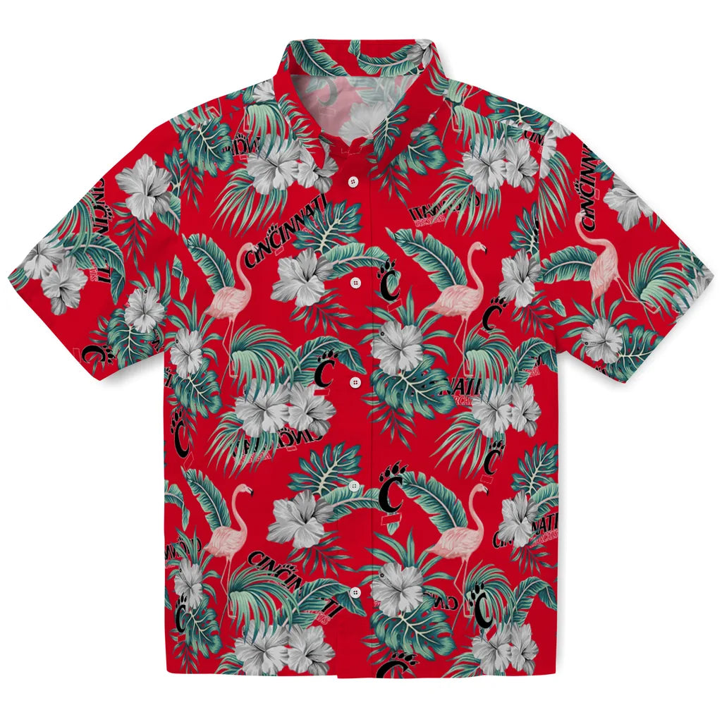 Cincinnati Bearcats Hawaiian Shirt - Flamingo and Hibiscus | Moonbestprint