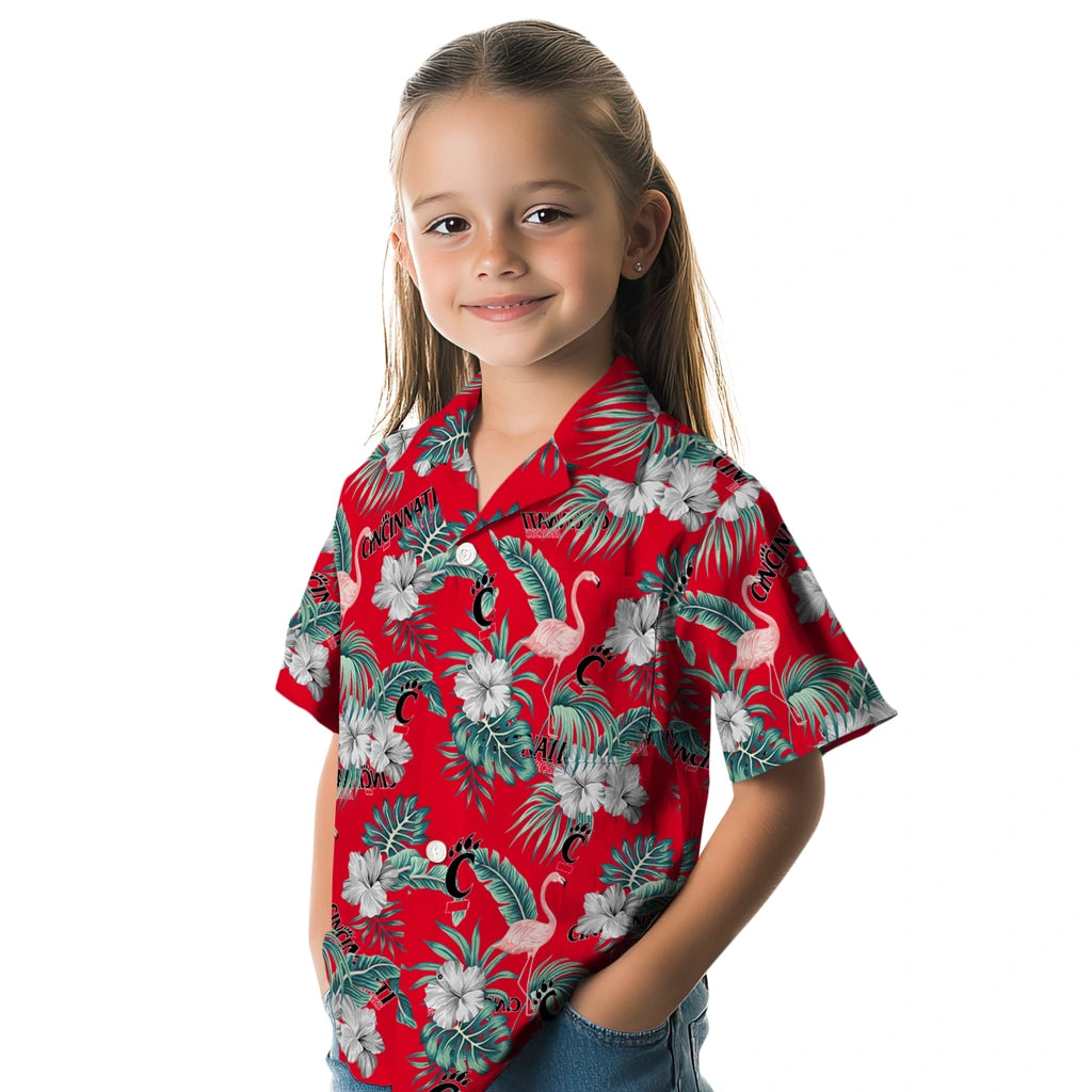 Cincinnati Bearcats Hawaiian Shirt - Flamingo and Hibiscus | Moonbestprint