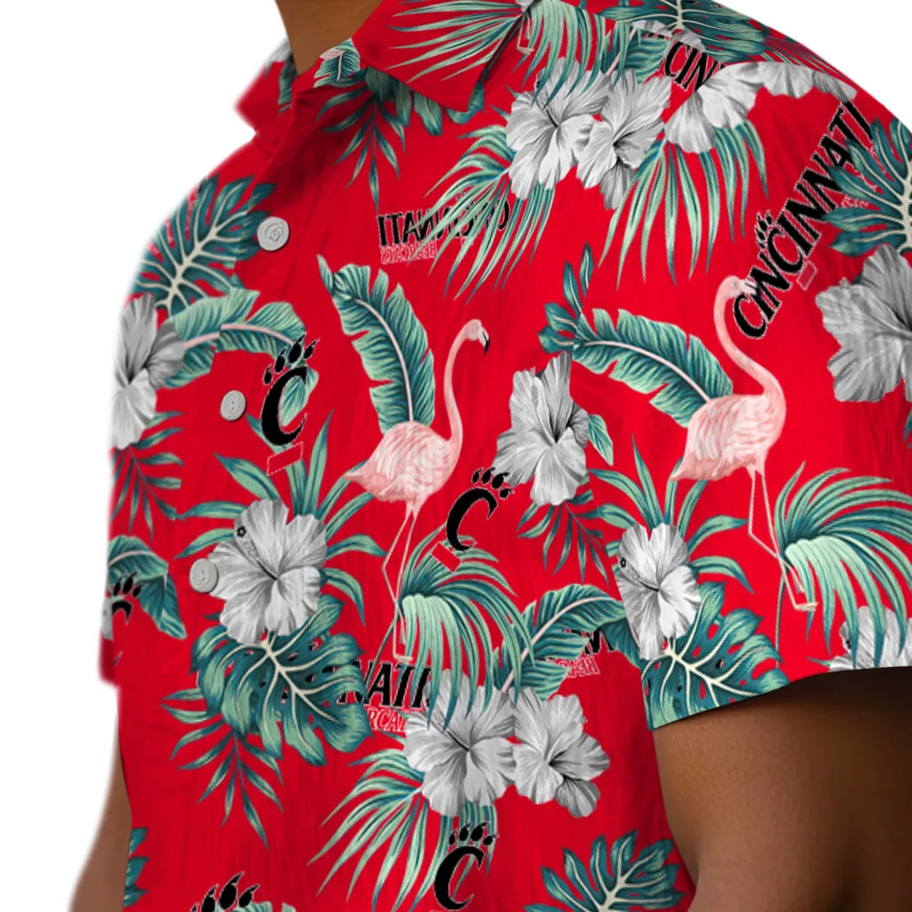 Cincinnati Bearcats Hawaiian Shirt - Flamingo and Hibiscus | Moonbestprint