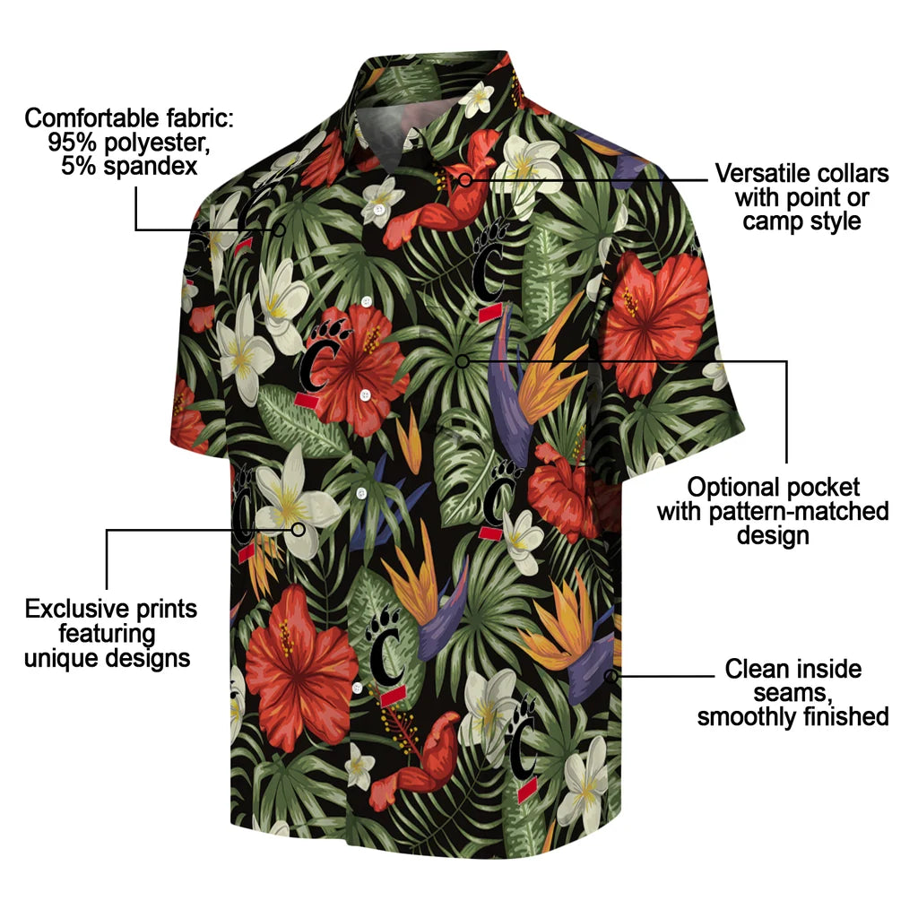 Cincinnati Bearcats Hawaiian Shirt - Hawaii Floral Hibiscus | Moonbestprint