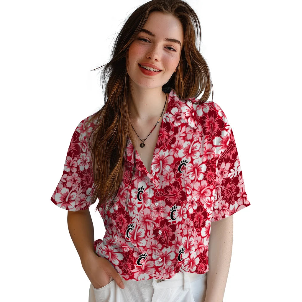 Cincinnati Bearcats Hawaiian Shirt - Hibiscus Blooms | Moonbestprint
