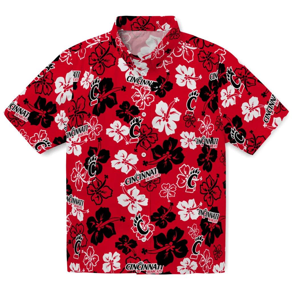 Cincinnati Bearcats Hawaiian Shirt - Hibiscus Flower Design | Moonbestprint