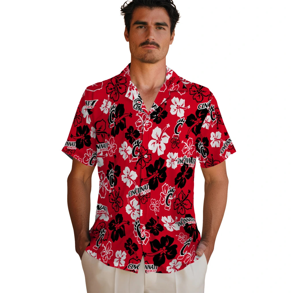 Cincinnati Bearcats Hawaiian Shirt - Hibiscus Flower Design | Moonbestprint