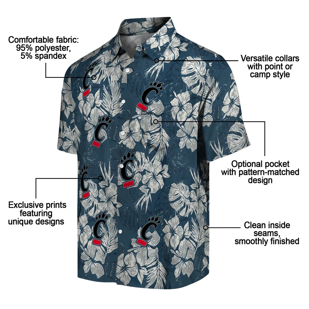 Cincinnati Bearcats Hawaiian Shirt - Hibiscus Flowers | Moonbestprint