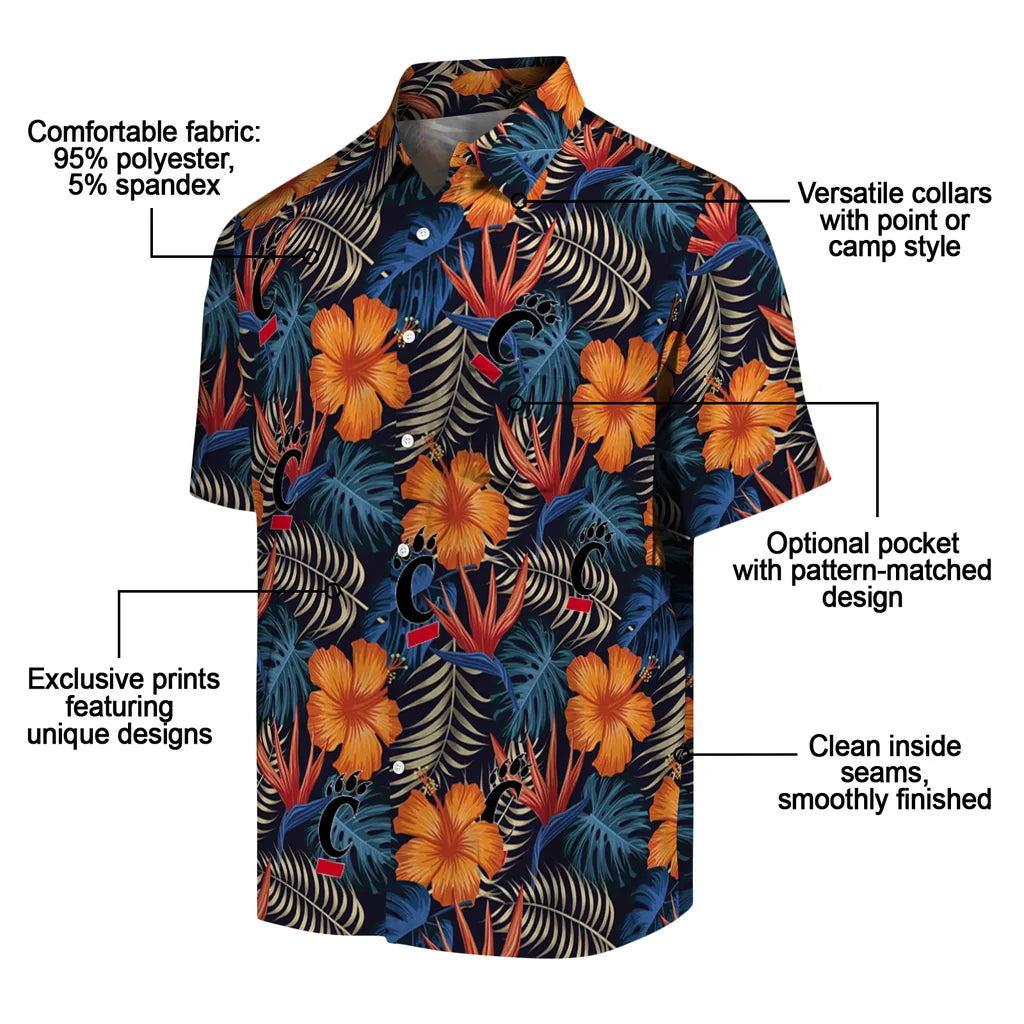 Cincinnati Bearcats Hawaiian Shirt - Hibiscus Foliage | Moonbestprint