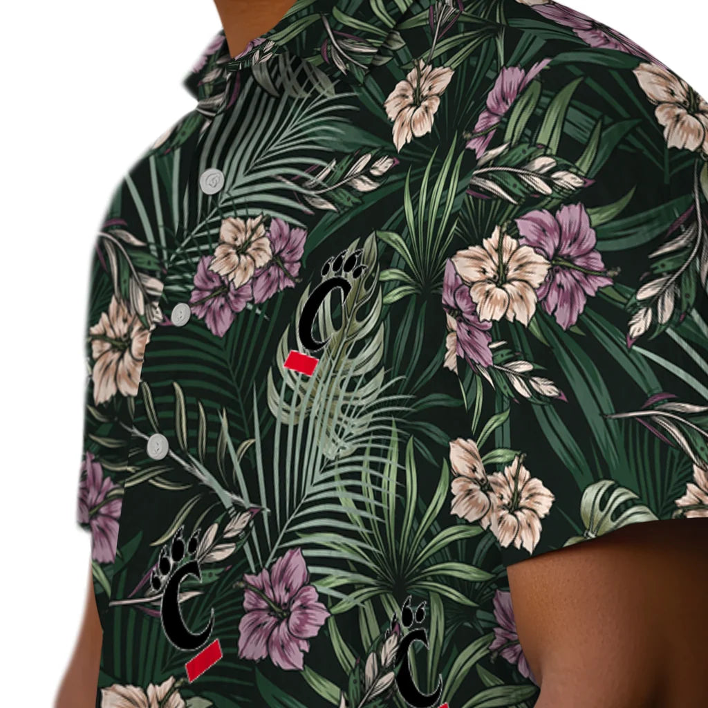 Cincinnati Bearcats Hawaiian Shirt - Hibiscus Leaves Pattern | Moonbestprint
