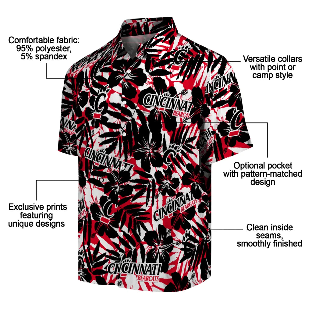 Cincinnati Bearcats Hawaiian Shirt - Hibiscus Overlay | Moonbestprint