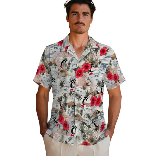 Cincinnati Bearcats Hawaiian Shirt - Hibiscus Seaside | Moonbestprint