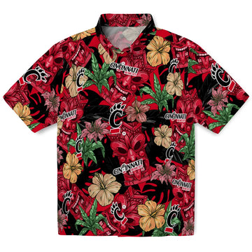 Cincinnati Bearcats Hawaiian Shirt - Hibiscus Tiki Jungle | Moonbestprint