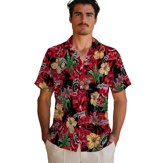Cincinnati Bearcats Hawaiian Shirt - Hibiscus Tiki Jungle | Moonbestprint