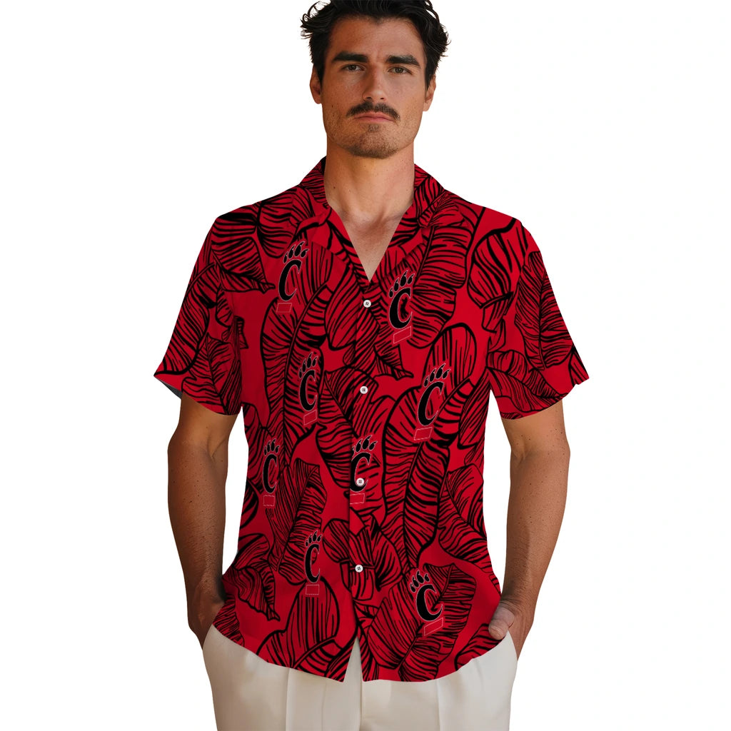Cincinnati Bearcats Hawaiian Shirt - Leaf Outline | Moonbestprint