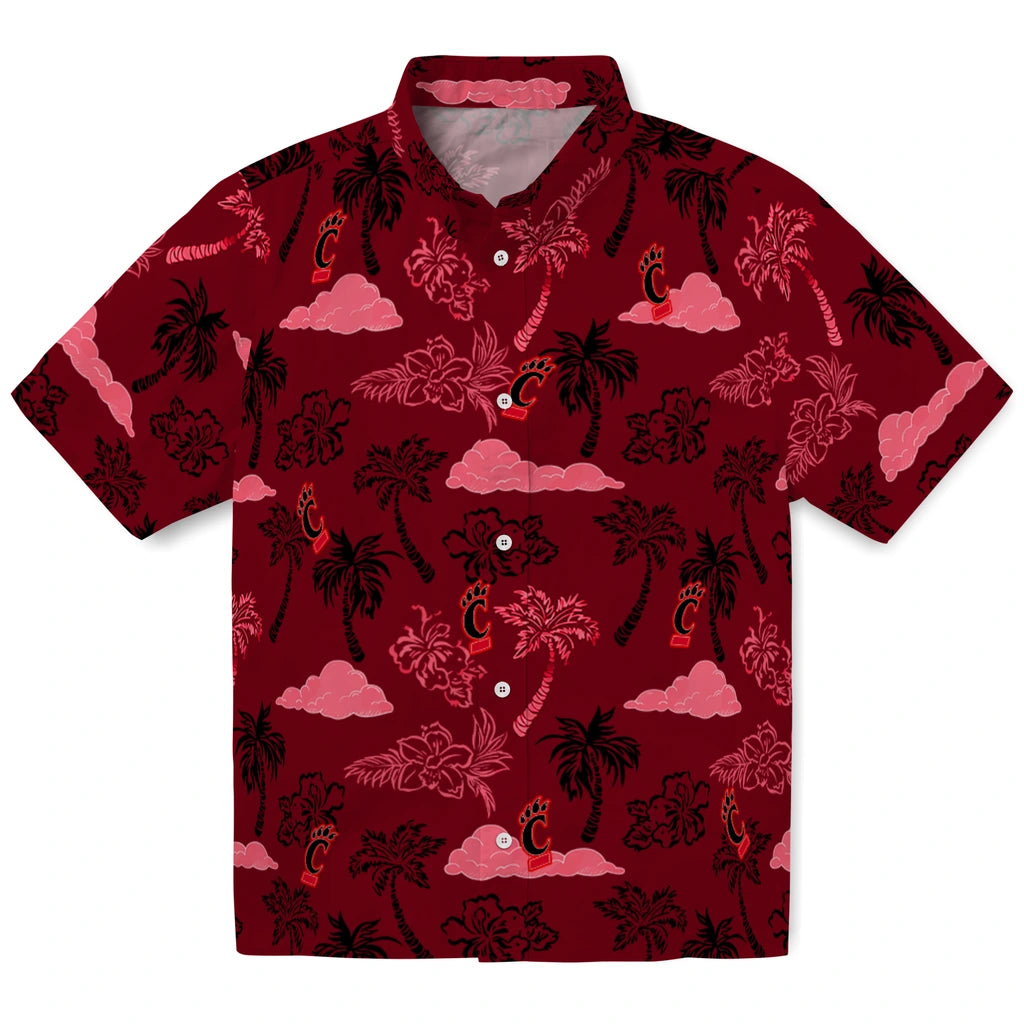 Cincinnati Bearcats Hawaiian Shirt - Palm And Clouds | Moonbestprint