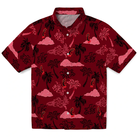 Cincinnati Bearcats Hawaiian Shirt - Palm And Clouds | Moonbestprint