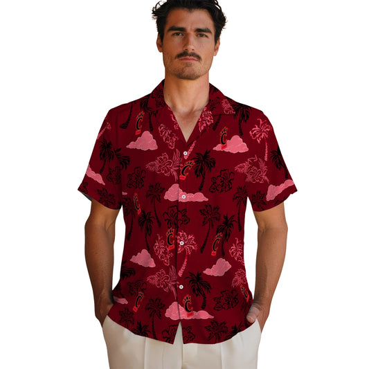 Cincinnati Bearcats Hawaiian Shirt - Palm And Clouds | Moonbestprint