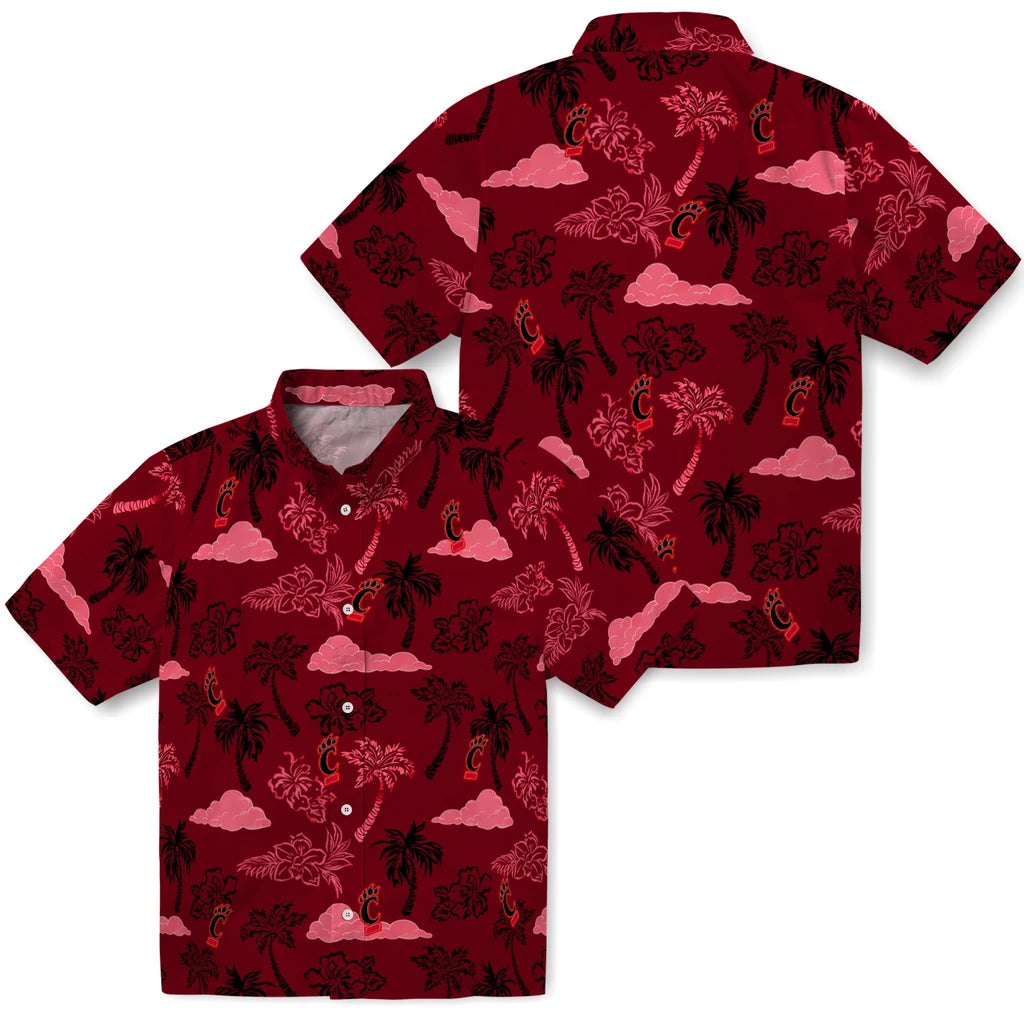 Cincinnati Bearcats Hawaiian Shirt - Palm And Clouds | Moonbestprint