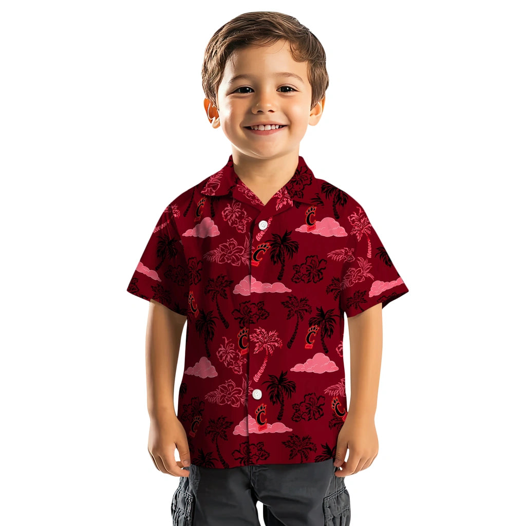 Cincinnati Bearcats Hawaiian Shirt - Palm And Clouds | Moonbestprint